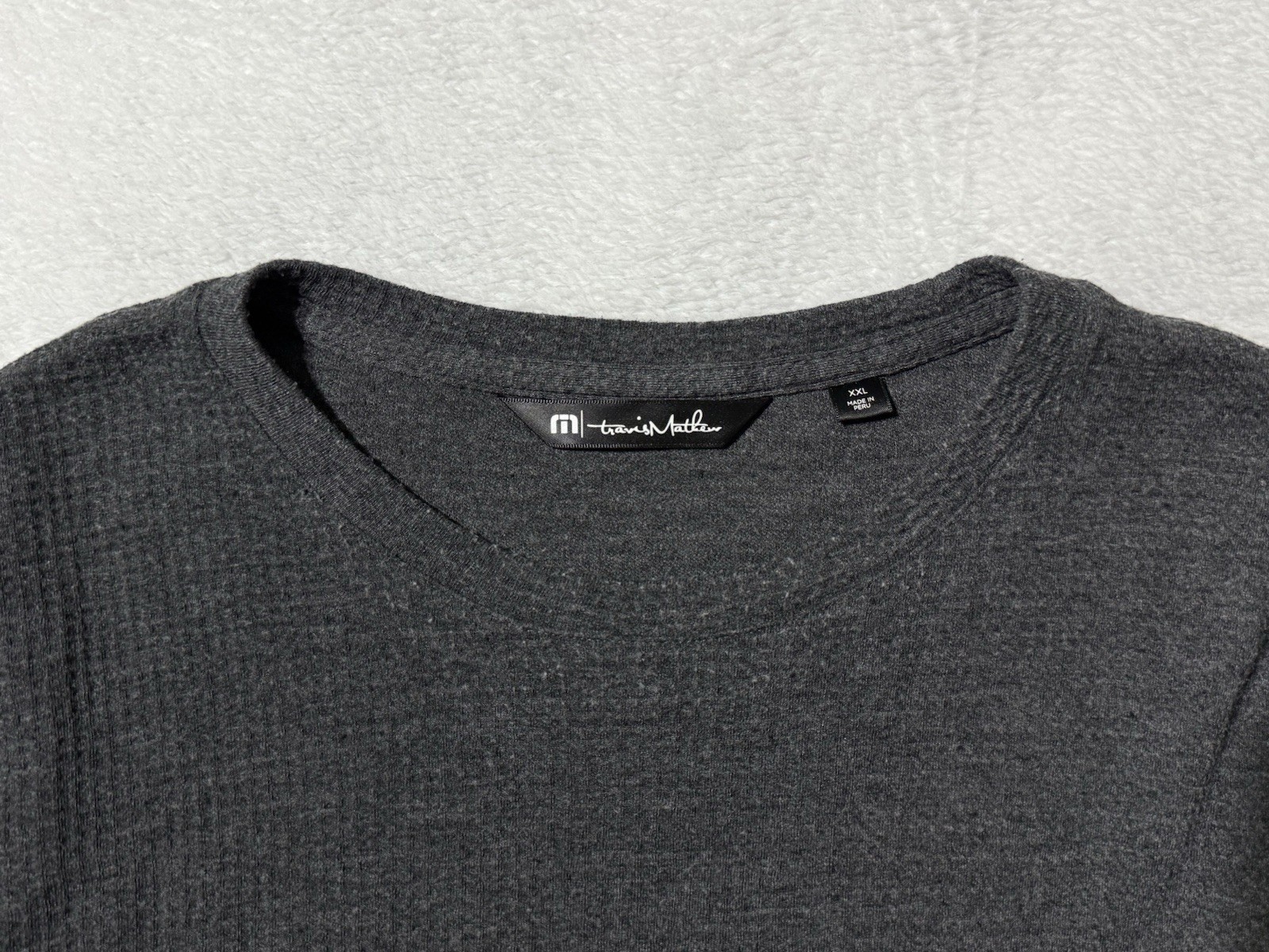 Travis Mathew Cloud Waffle Crew Shirt Sweatshirt Mens 3XL Charcoal Gray Pullover gallery