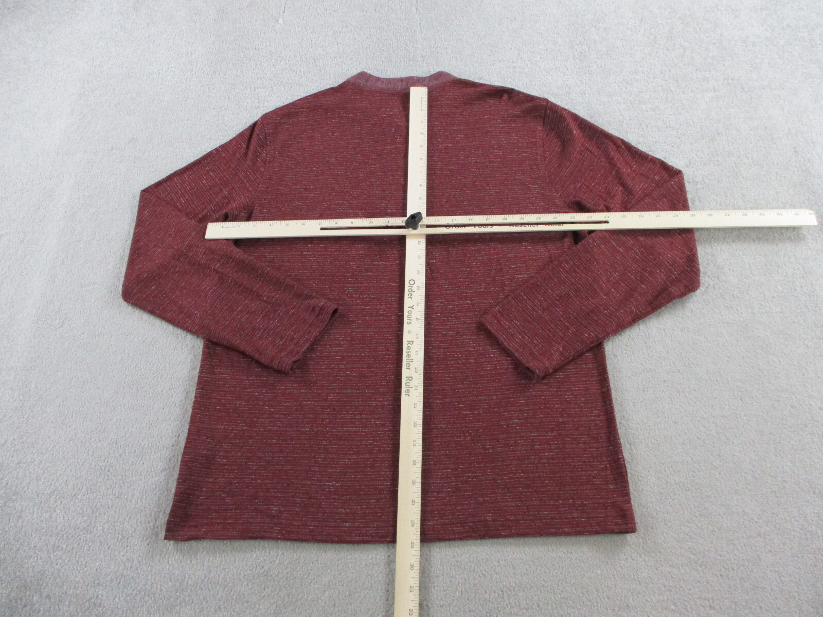 Johnston & Murphy Shirt Mens Large Red Gray Henley Long Sleeve Striped Cotton gallery