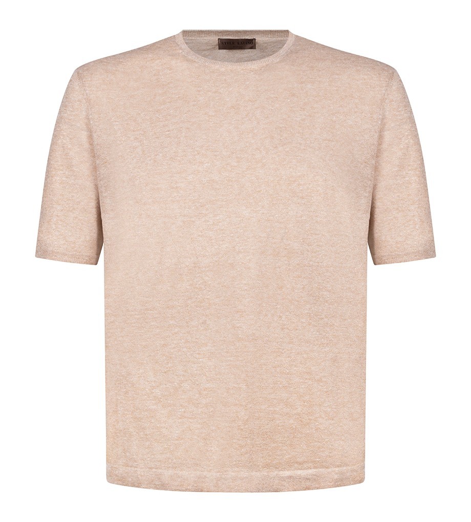 STILE LATINO t-shirt linen cotton EU 56 US 46 beige melange normal fit