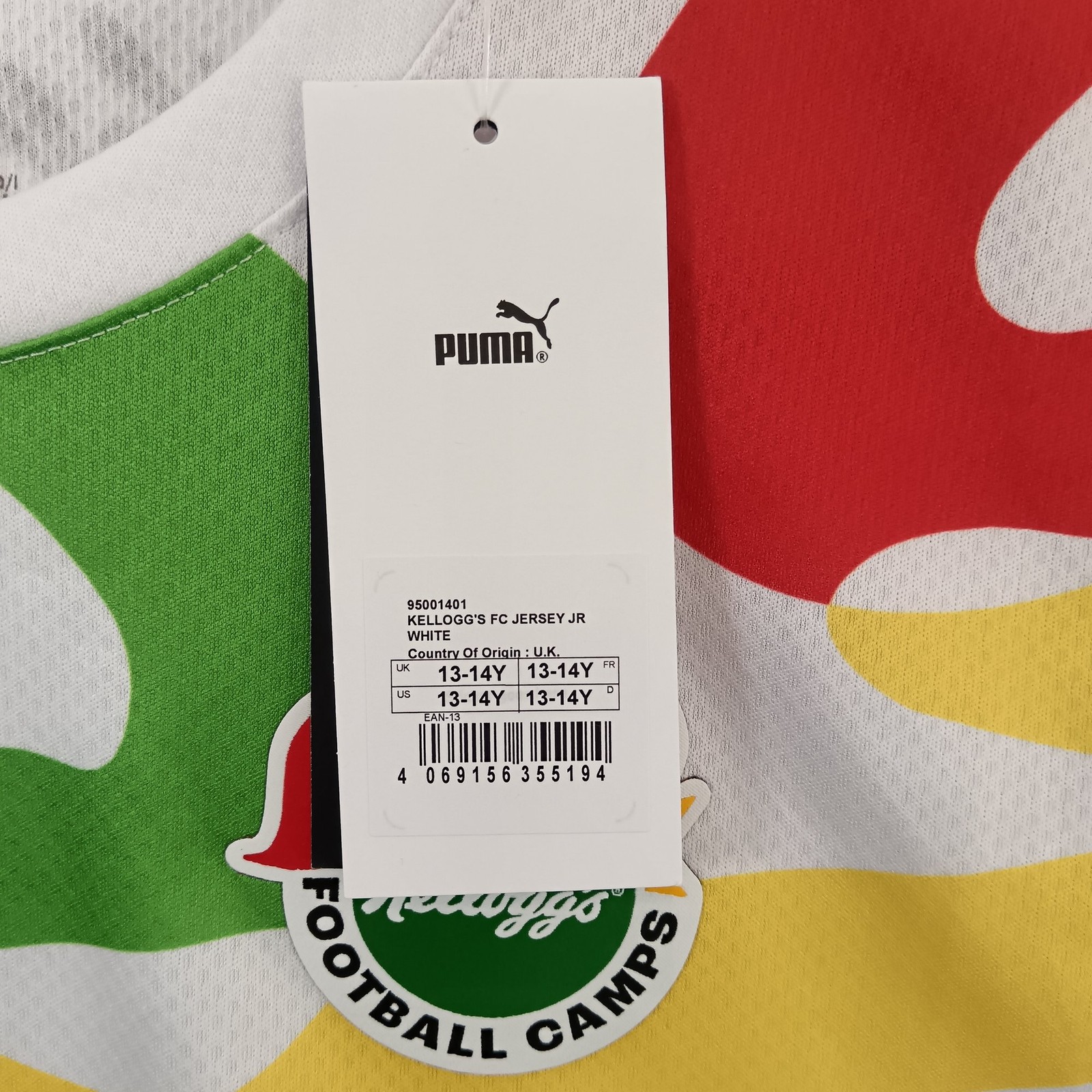 Puma Kellogg's FC Jersey Junior 13-14Y White Multicoloured with Tags Preloved gallery