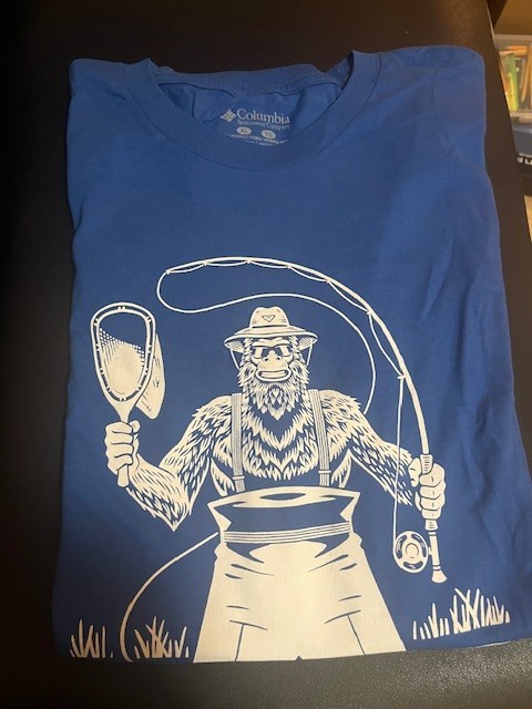 Columbia Mens Novelty Tee Blue and White XL 100% Cotton APE Fisherman gallery