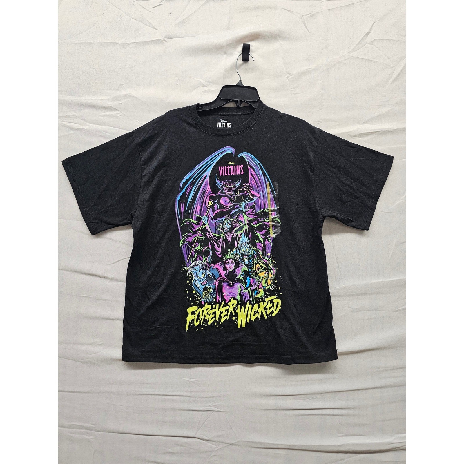 Disney Villains Forever Wicked T-Shirt Black Neon Graphic Tee Jerry Leigh Small