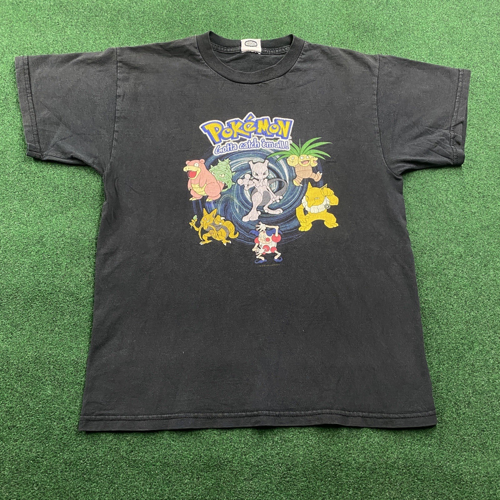 Vintage Pokémon Shirt Mens S Black 90S Y2K 90S Tee Mewtwo 1999 FITS 19×25