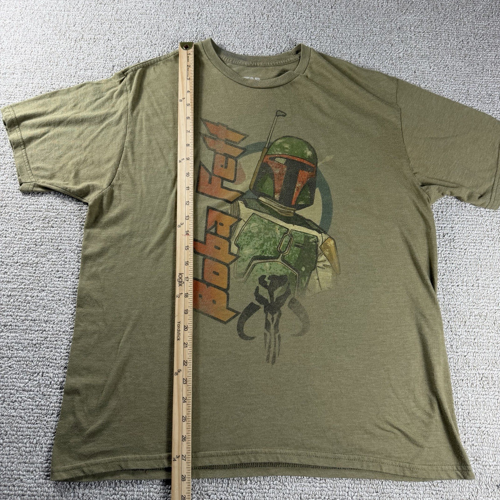 Star Wars Boba Fett Villain Graphic Distressed T-shirt Olive Green Men’s Size XL gallery