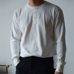 BOB DONG Fall Winter Basic Shirt Cotton Men’s Long Sleeve Henley Shirt Slim Top