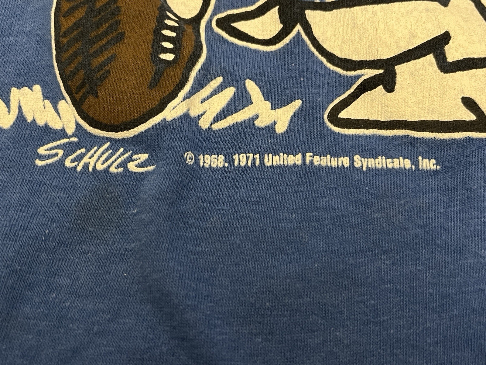 ARTEX Vintage Snoopy Rams Blue Graphic Short Sleeve Tee Shirt 1971 Medium *read* gallery