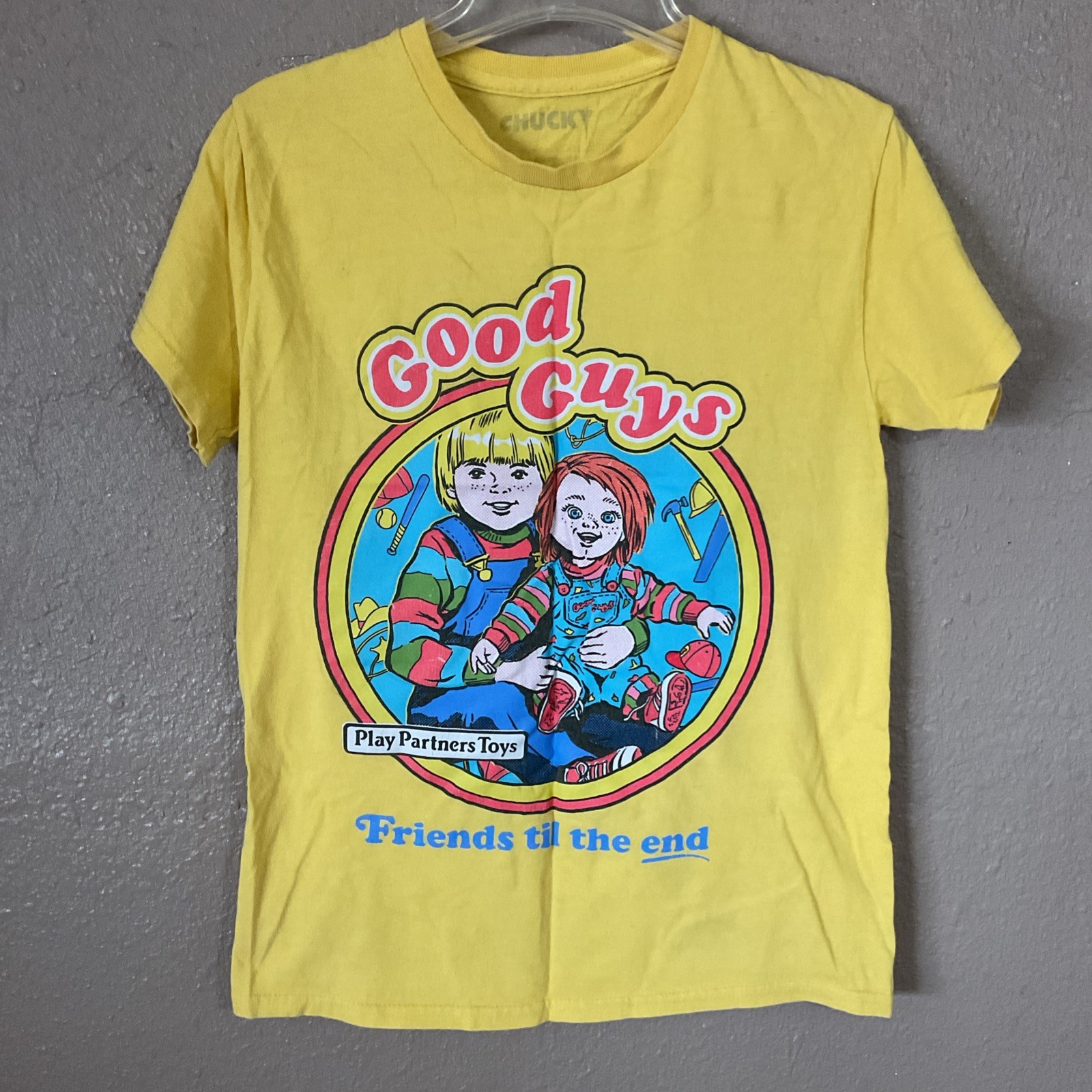 Child's Play Chucky Good Guys Yellow Men T-shirt Size S. Friends Til the End gallery