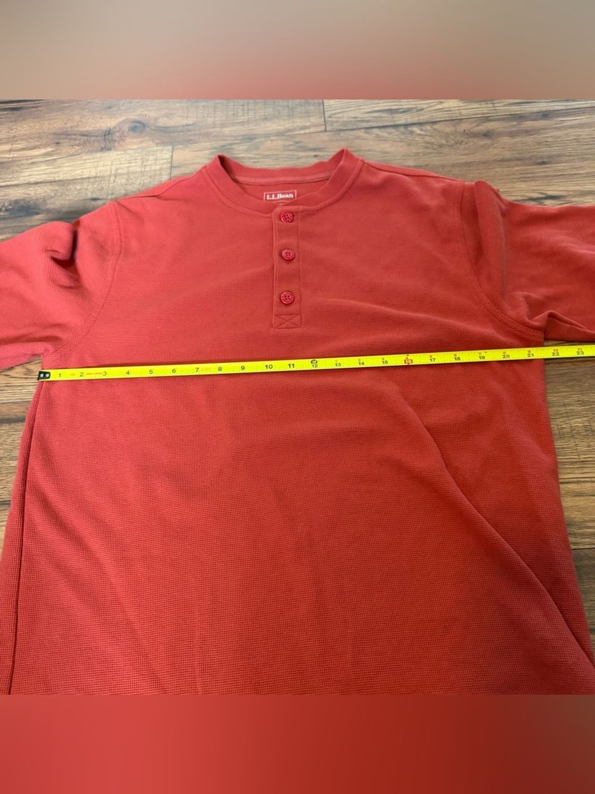 L.L.Bean Mens Long Sleeve Henley Traditional Fit Shirt Mens Medium Waffle Knit gallery