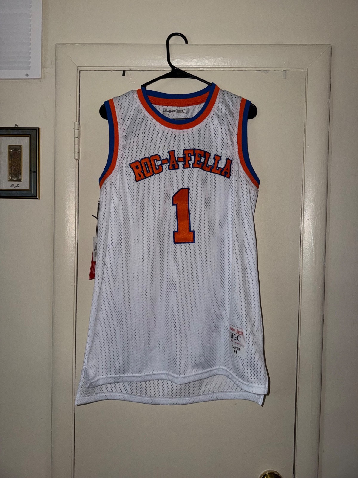 Jay-Z Roc-A-Fella S. Carter #1 White Orange Blue Jersey Knicks Colors NWT gallery
