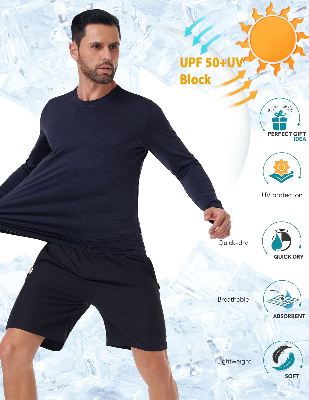 7 Pack Long Sleeve Shirts for Men Moisture Wicking Sun Protection UV UPF 50+ ... gallery