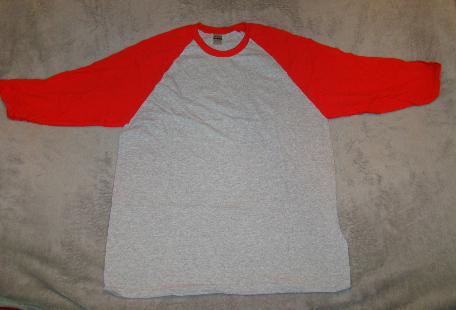 Gildan Adult Heavy Cotton 3/4 Baseball Raglan Sleeve Red/Gray Red/White T Shirt gallery