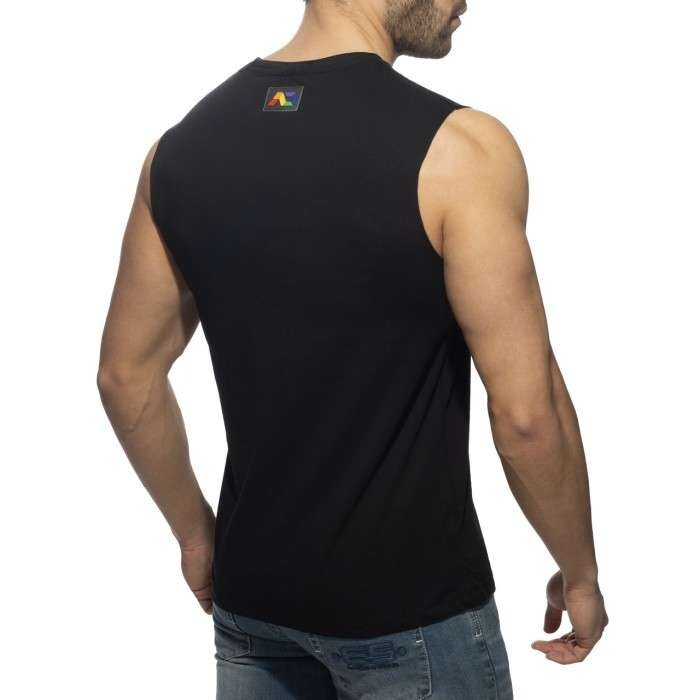 Addicted AD992 RAINBOW TAPE TANK TOP. Black - Size: Small gallery
