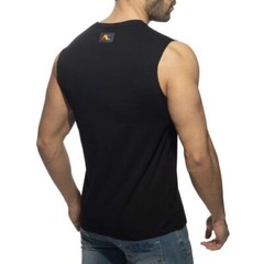 Addicted AD992 RAINBOW TAPE TANK TOP. Black – Size: Small