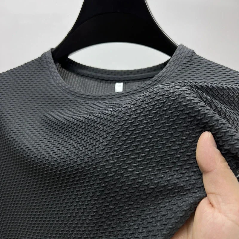 Men's Ice Silk T Shirt Breathable Short Sleeve Lightweight Summer Tee gallery