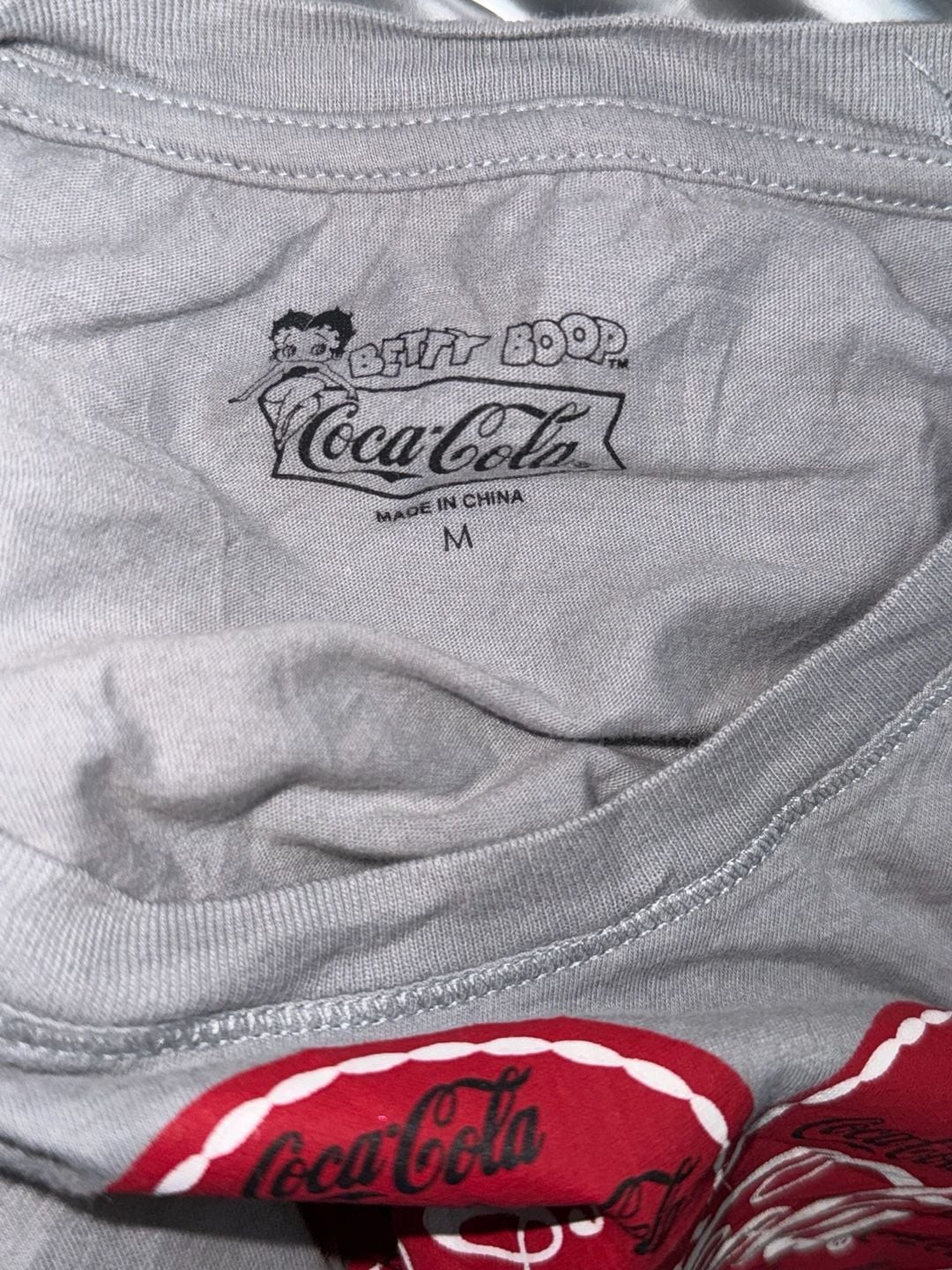 Vintage 1990's Betty Boop Coca Cola Red & Gray T-Shirt Size Large gallery