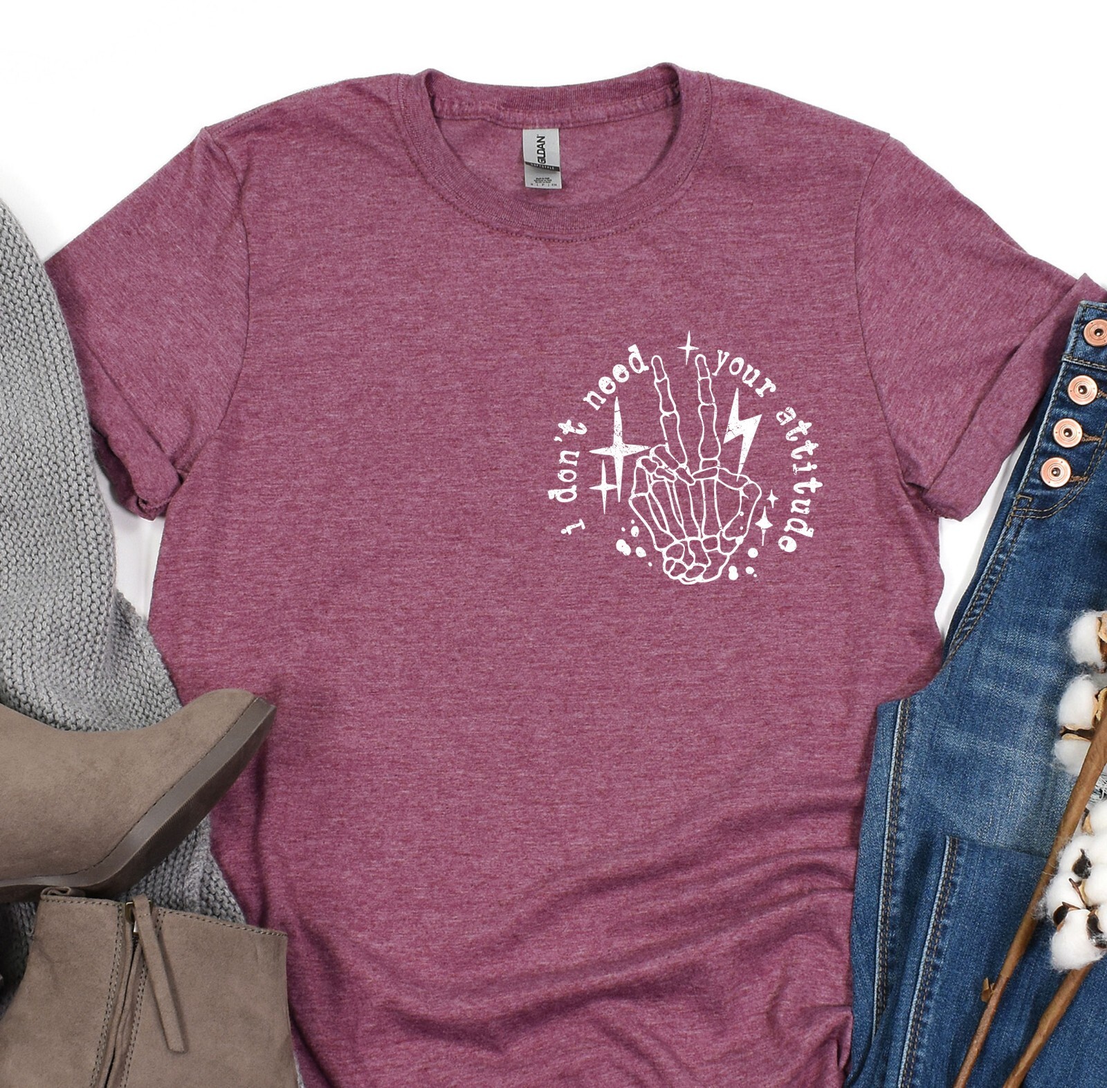Oversize Shirt, I don't need your attitude T-Shirt, Positive Vibes Tee gallery