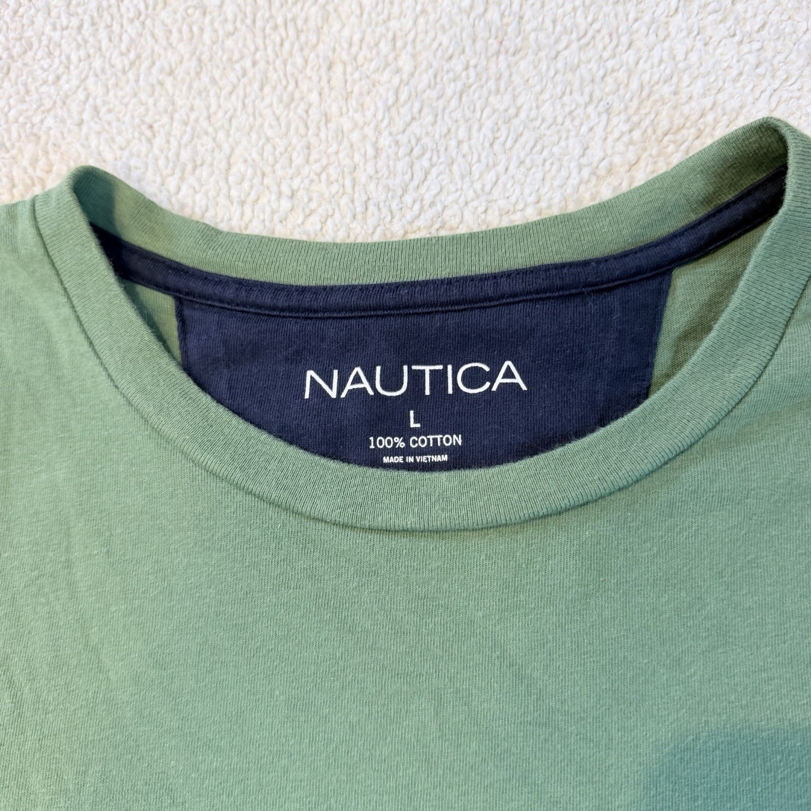 Nautica Men's Colorblock Crew Neck Short Sleeve T-Shirt L Green Navy Gray Cotton gallery