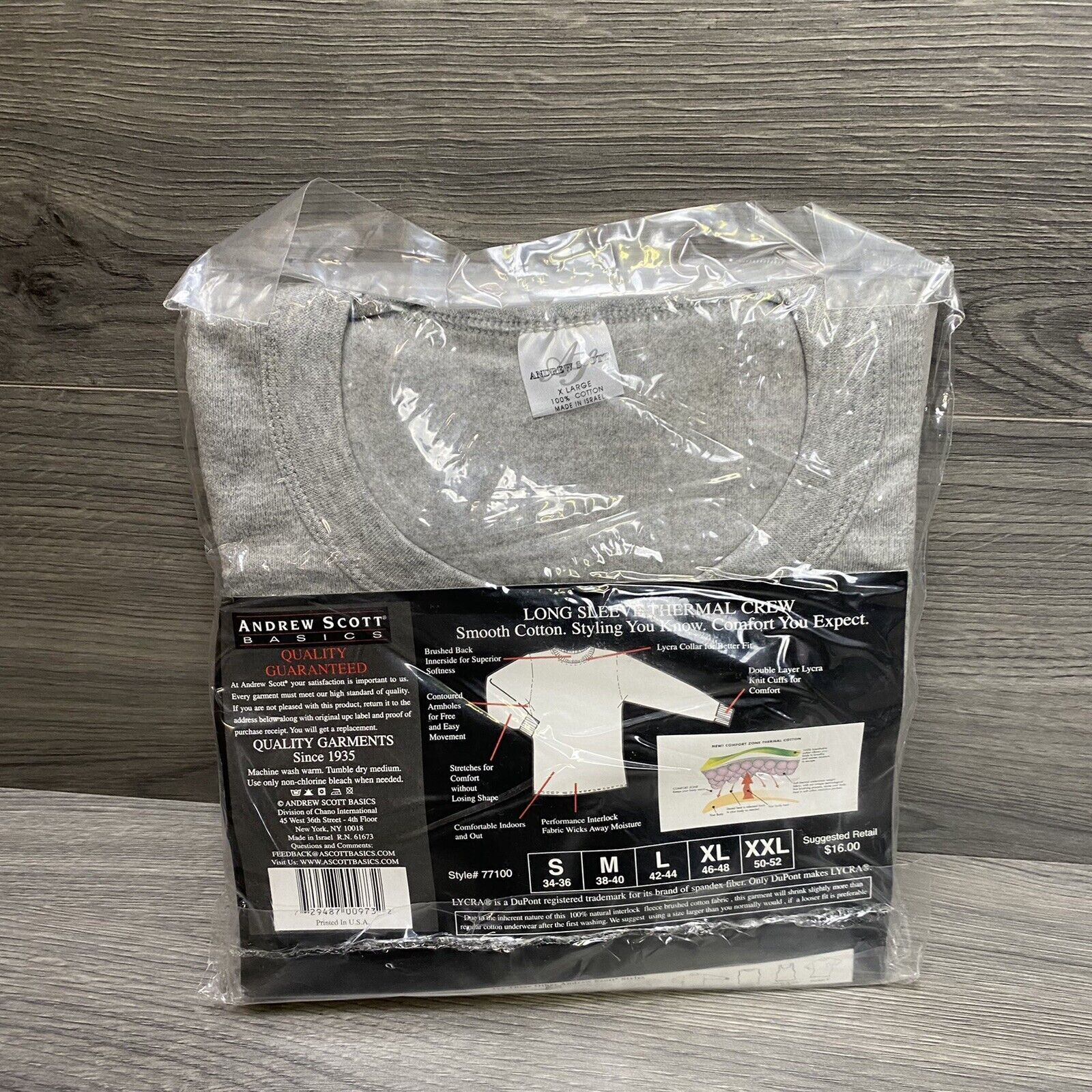 Andrew Scott Basics Mens Long Sleeve Thermal Crew Gray XL 46/48 Sealed gallery