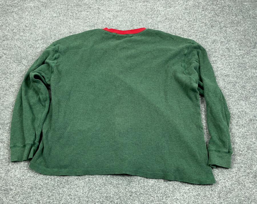 VTG Disney Store Mickey Mouse Green Embroidered Henley T-Shirt Adult XL Thermal gallery