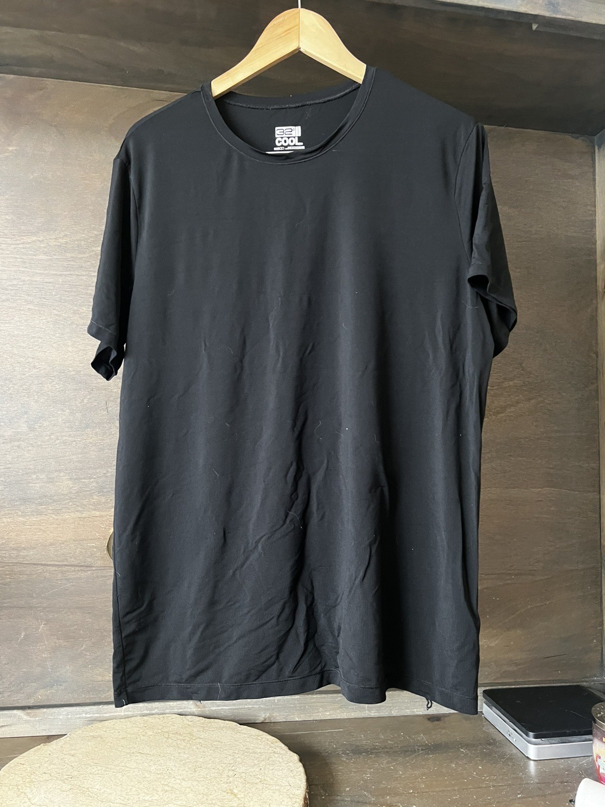 32 Degrees Cool T-Shirt Men's THIN Large Black Lightweight Short Slv SLEEP SHIRT gallery