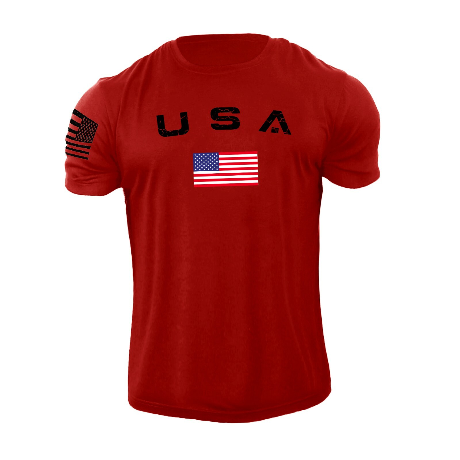 Men's Casual USA Flag T-Shirt Breathable Light 100% Cotton T-Shirt Size L-6XL US gallery