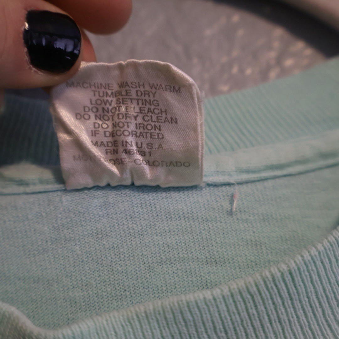 vintage 1991 Habitat Bullfrog Marina single-stitch shirt size XL. Seafoam color gallery