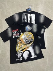 Hell Studios star Classic gold ring pattern Tee Mens Short sleeved T-shirt