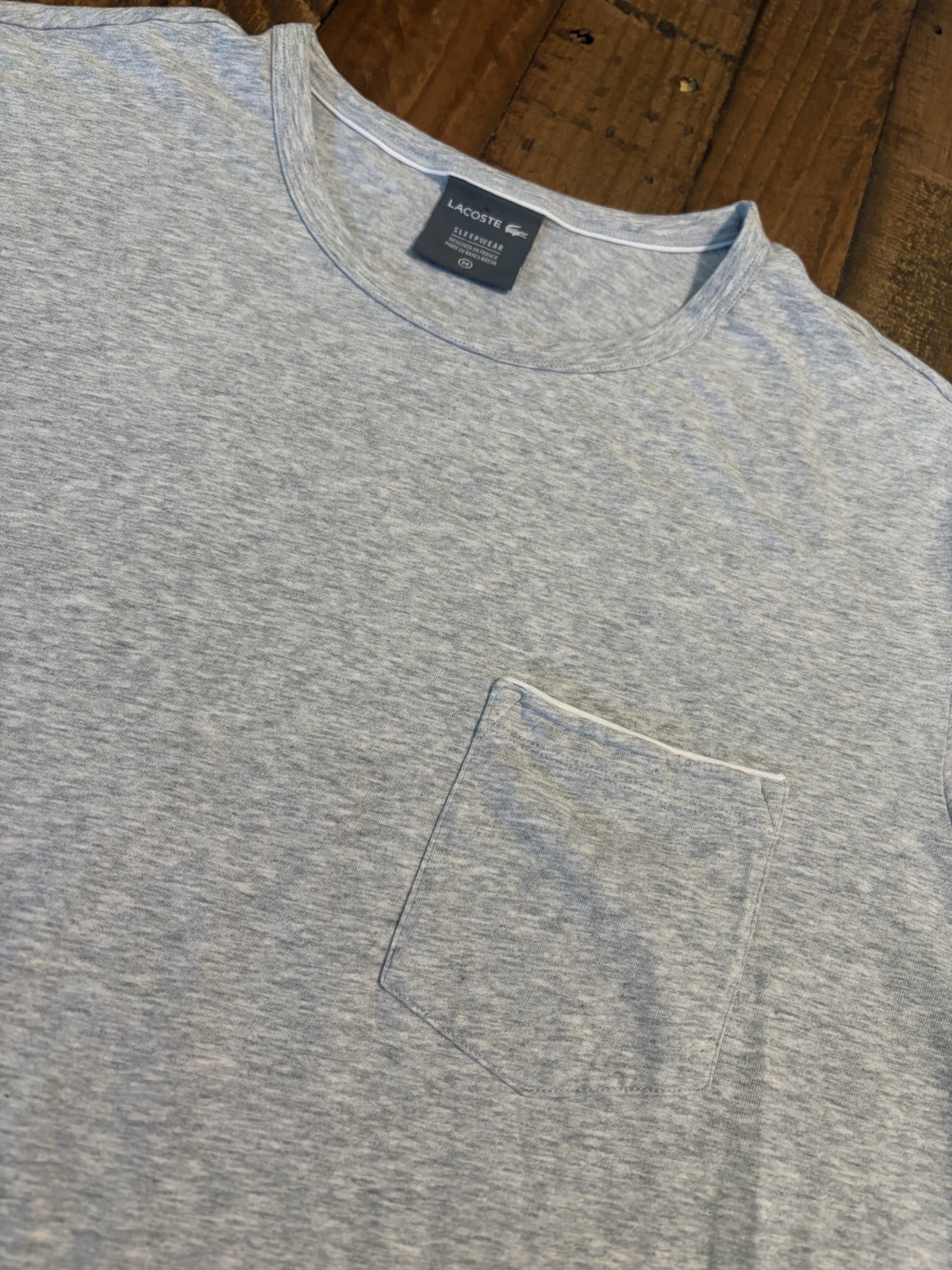 Lacoste Men’s Tee Shirt Size M Cotton Spandex Blend Pocket Gray Speedwear gallery