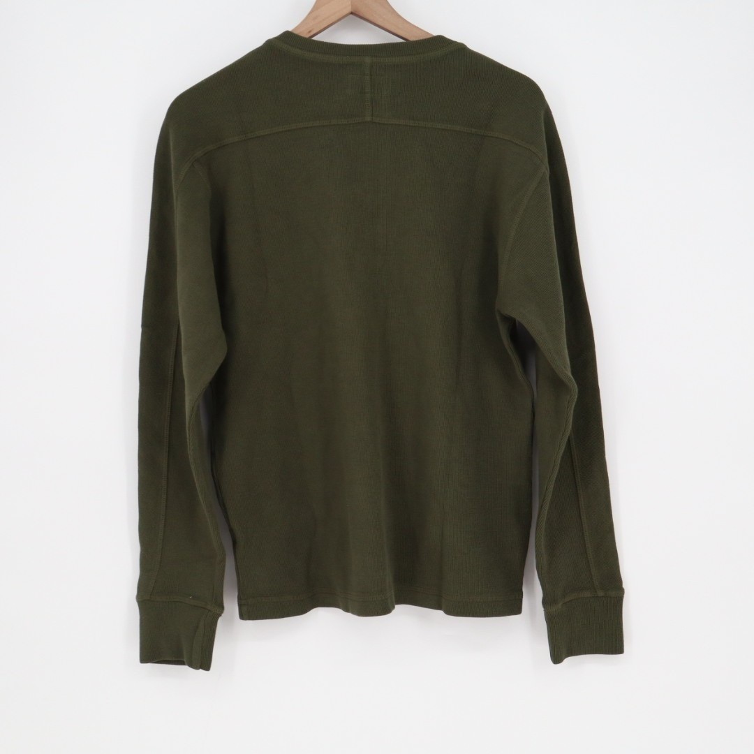 American Giant French T-Shirt Mens Small Olive Green Cotton Ribbed Henley Neck gallery