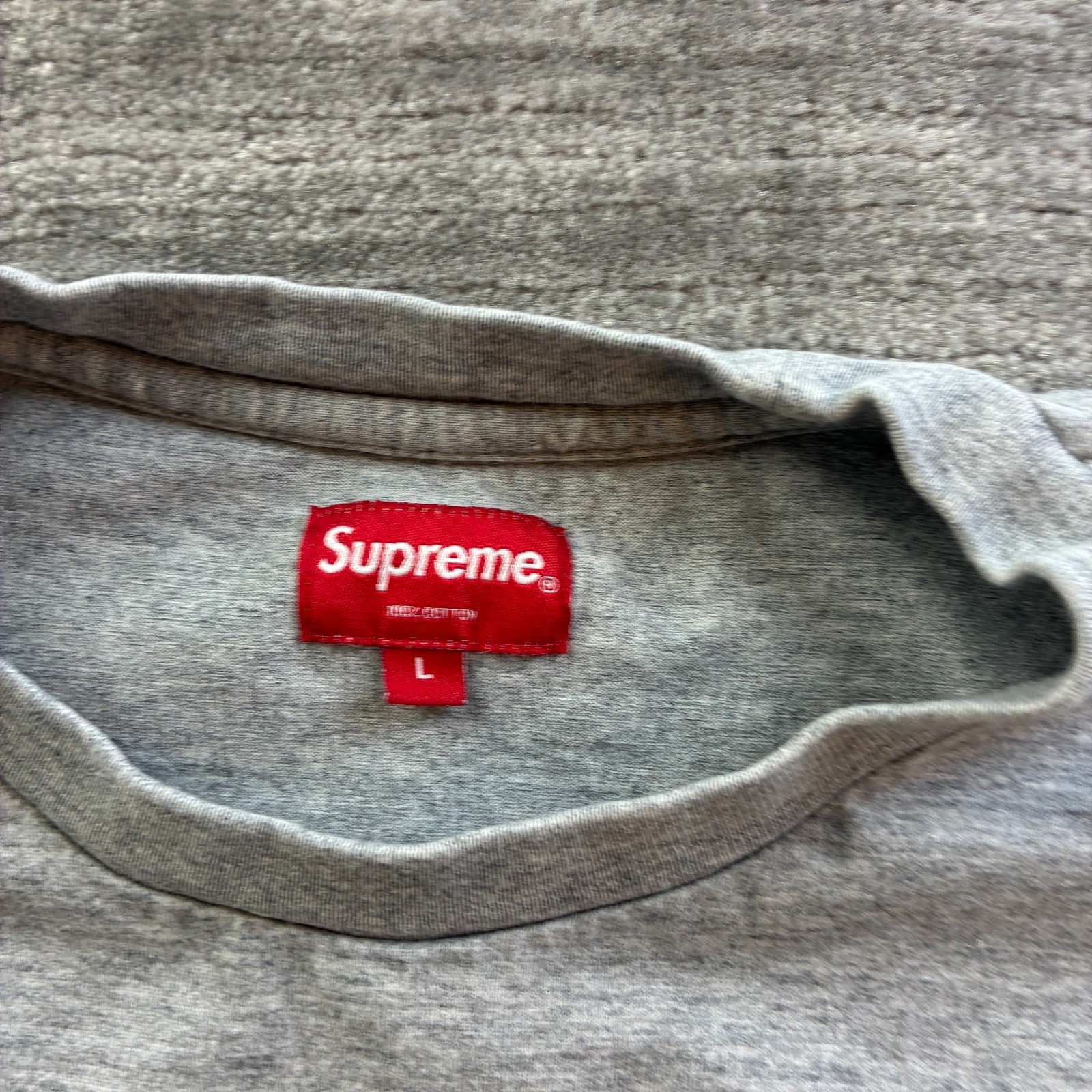 Supreme Shirt Mens Size Large Heather Gray Small Box Logo Cotton USA Made Tee gallery
