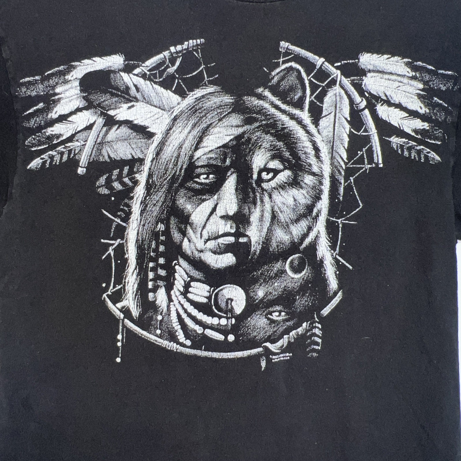 VTG Dreamcatcher American Indian Wolf Shirt Men’s L Liquid Blue Print Delta Pro gallery