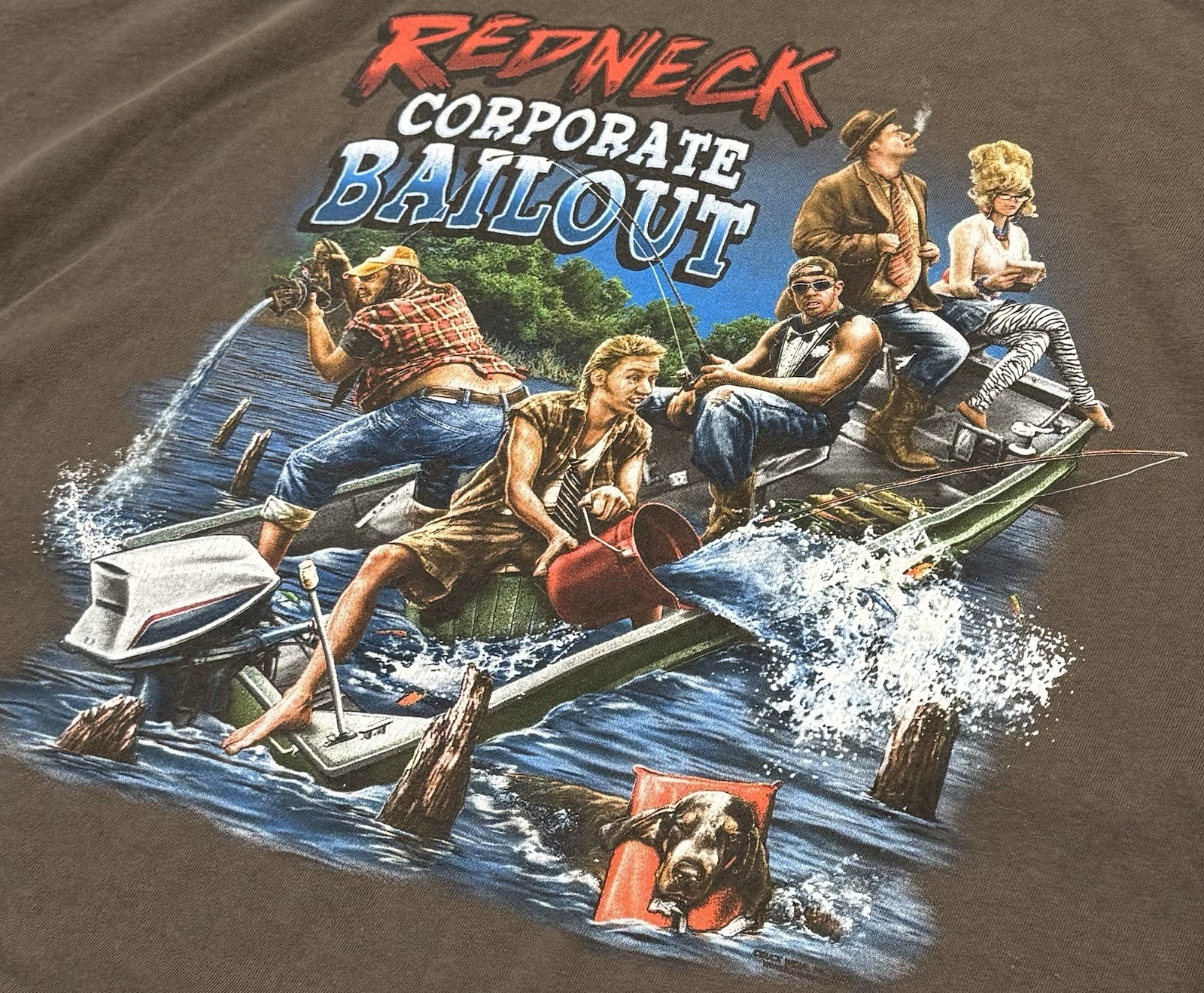 Vintage Y2K Redneck Sportsman T Shirt—Baggy Boxy Earth Tone Brown Men’s XXXL gallery