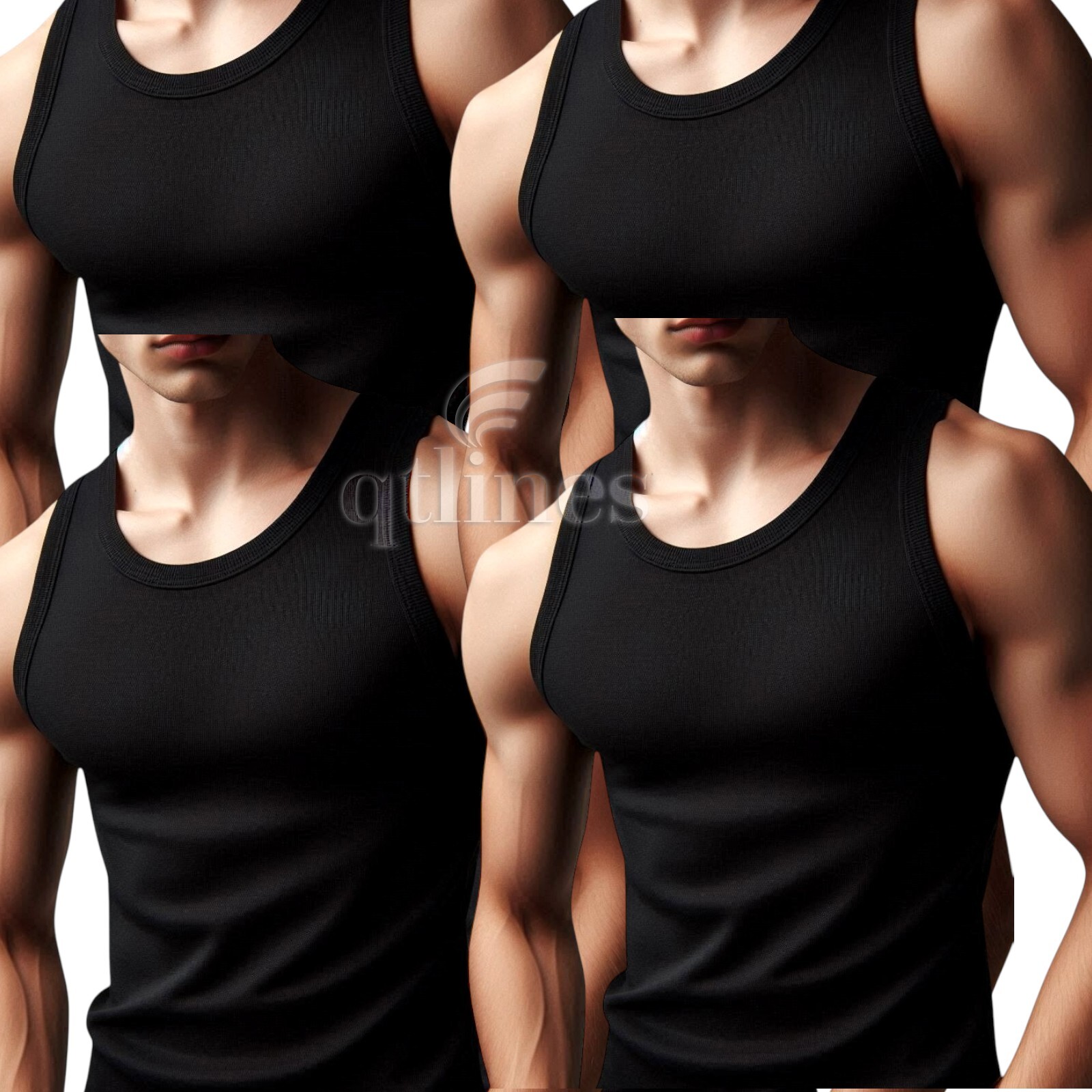Men Black Vest 3 -6 -12 Pack Cotton Summer Tank Top Gym Plain Boys Vests S -3XL gallery