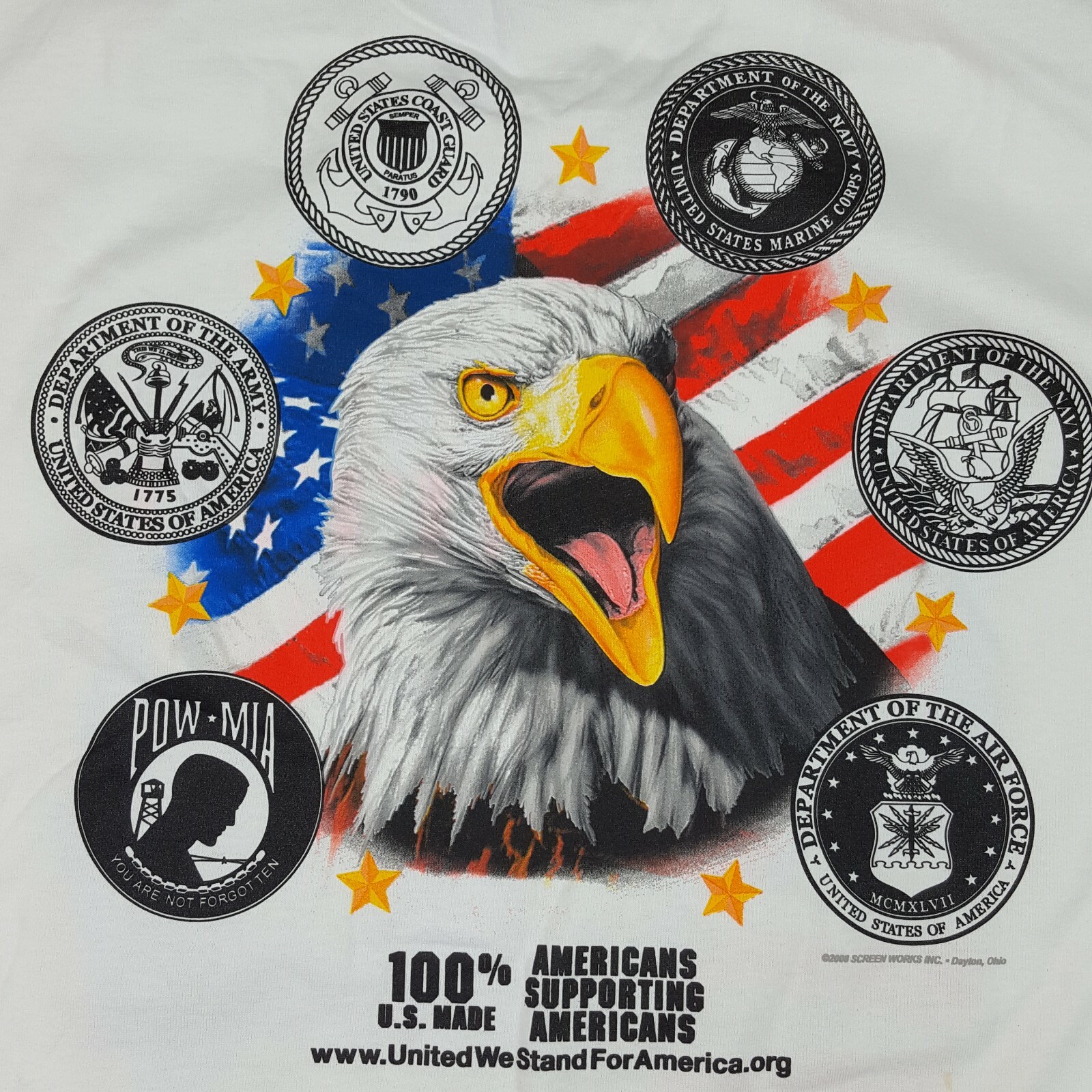 Vintage US Military Men's Size 2X Eagle Liberty T Shirt Patriotic Flag American gallery