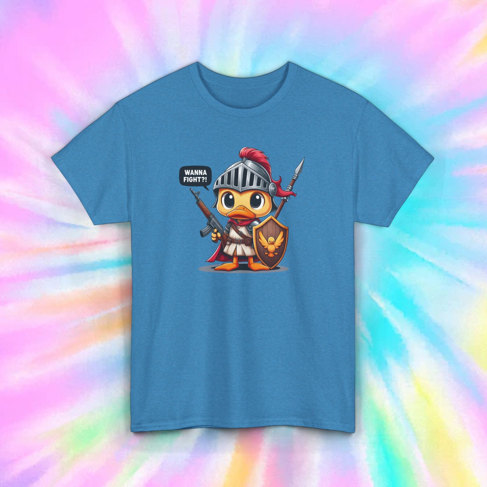 Wanna Fight Duck Knight Warrior Shirt S-5XL Funny Battle Gamer Armor Tee Gift gallery