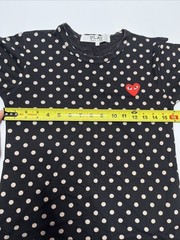Comme Des Garcons PLAY Men’s Small Navy Polka Dot Heart Logo T-Shirt Japan