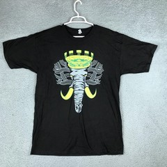 Elephant Graphic Shirt Mens Large Black Neon Tusks Alstyle Cotton Tee Casual