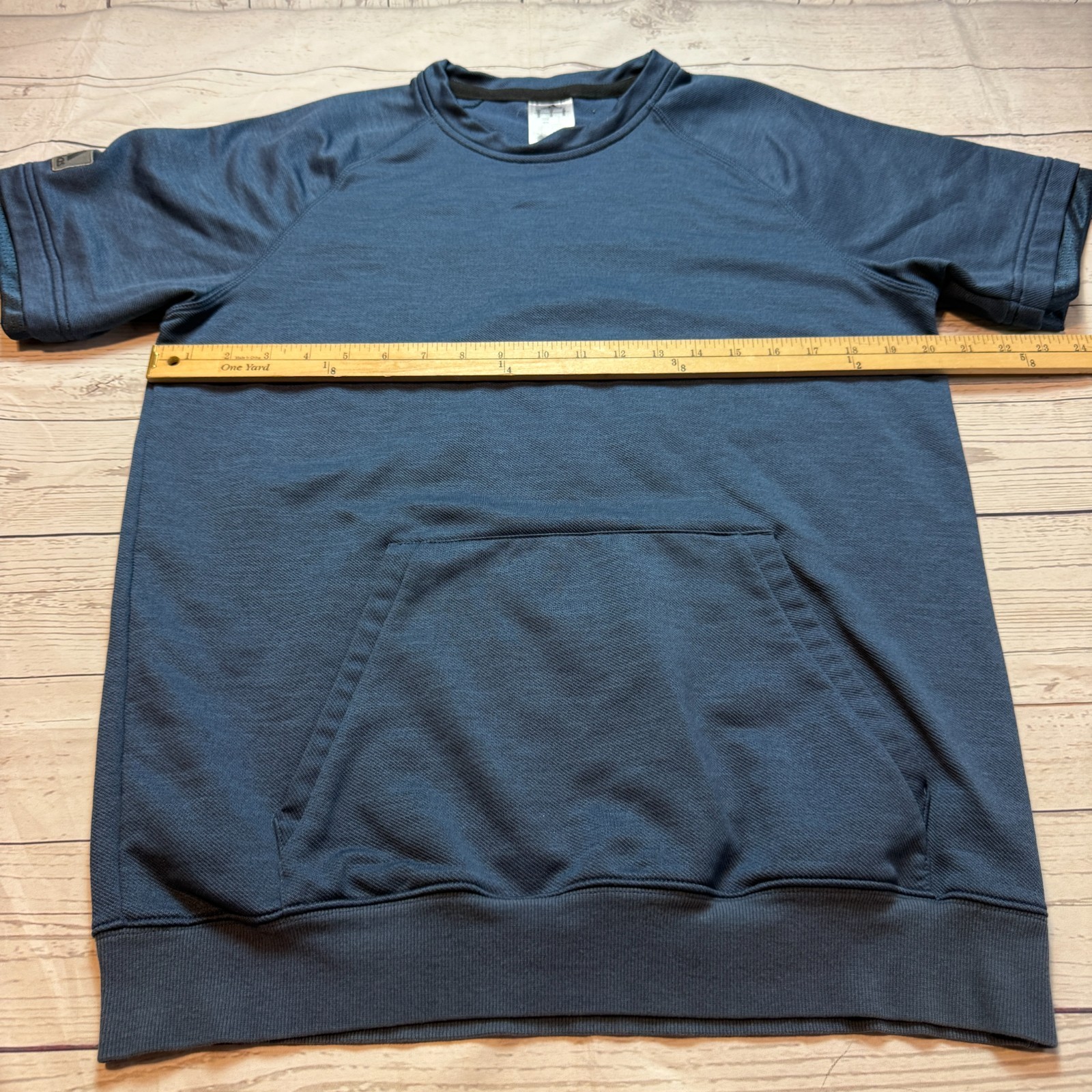 Adidas Short‑Sleeve Hoodie Kangaroo Pocket Pullover T‑Shirt Blue Men's Size M gallery