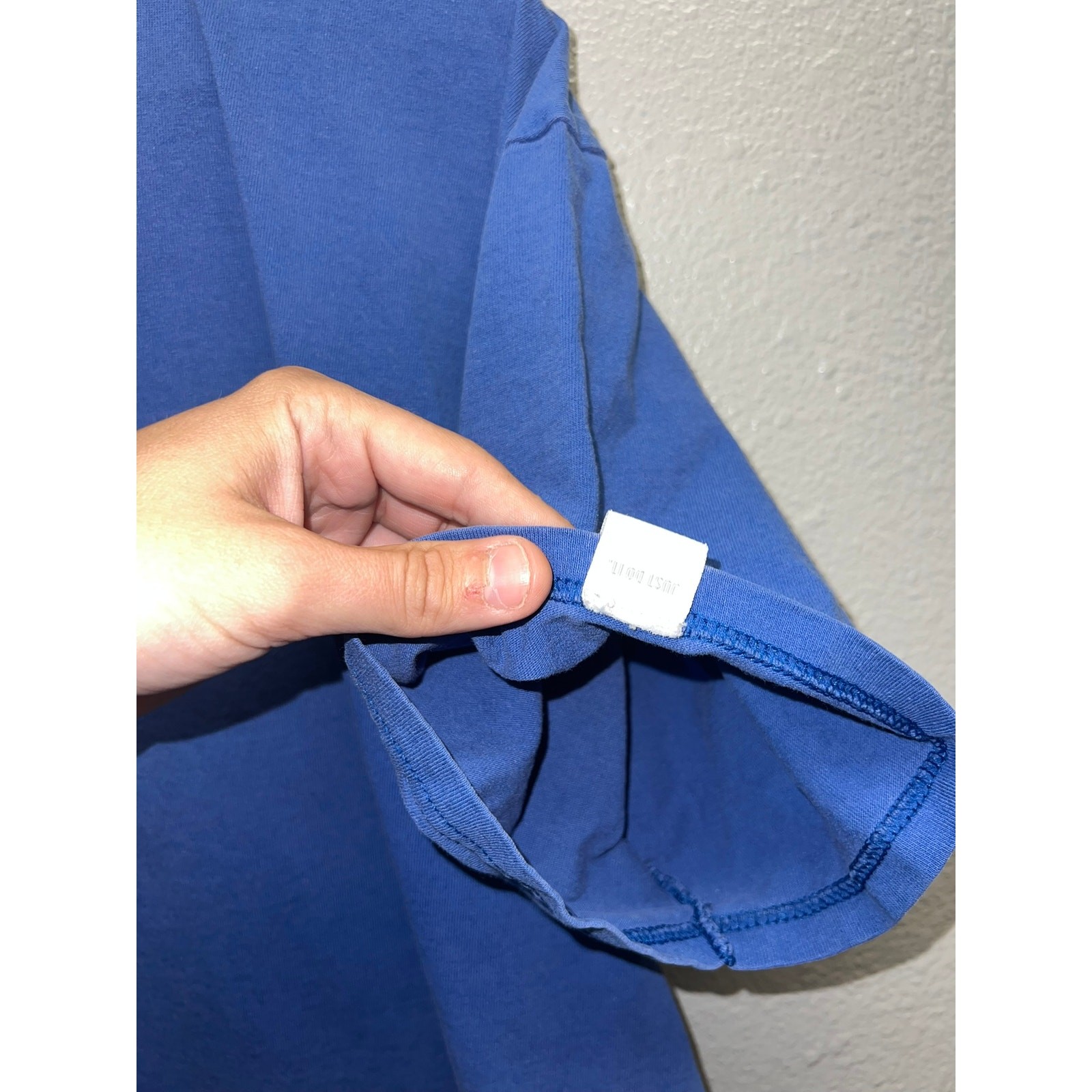 Nike Blue Blank Shirt Y2K Swoosh Just Do it Short Sleeve Long Length Tee 2000s L gallery