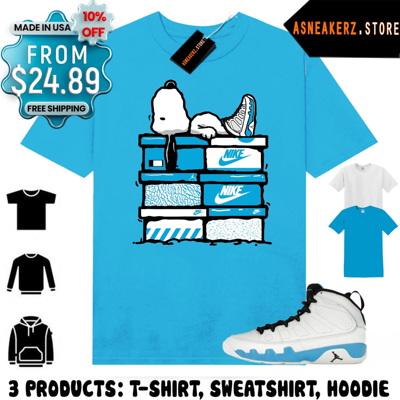 Shirt To Match AJ 9 Powder Blue Sneaker Matching Tee Sneakerhead S Dog gallery