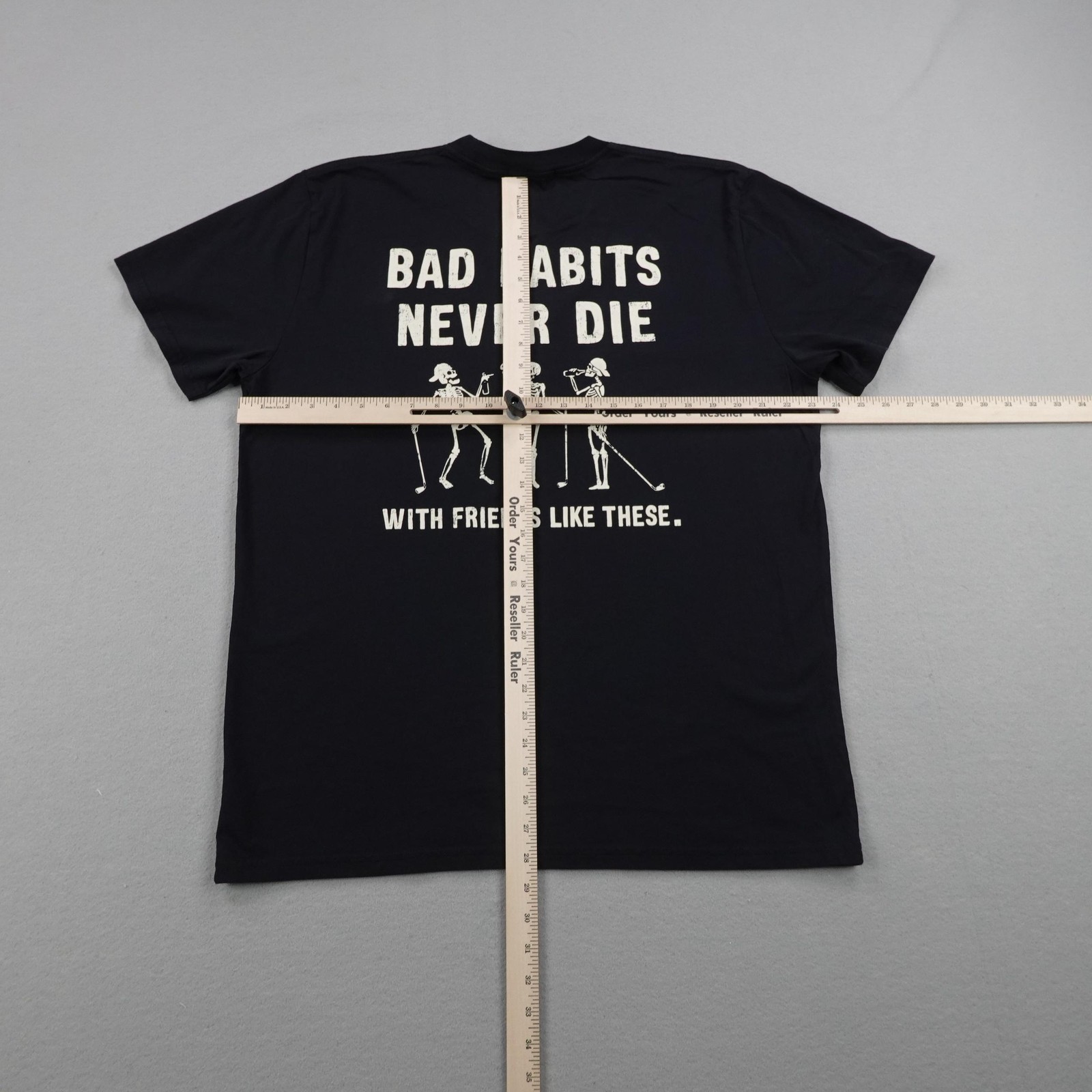 Bad Birdie Shirt Mens XL Black Bad Habits Never Die Graphic Golf Skeletons Tee gallery
