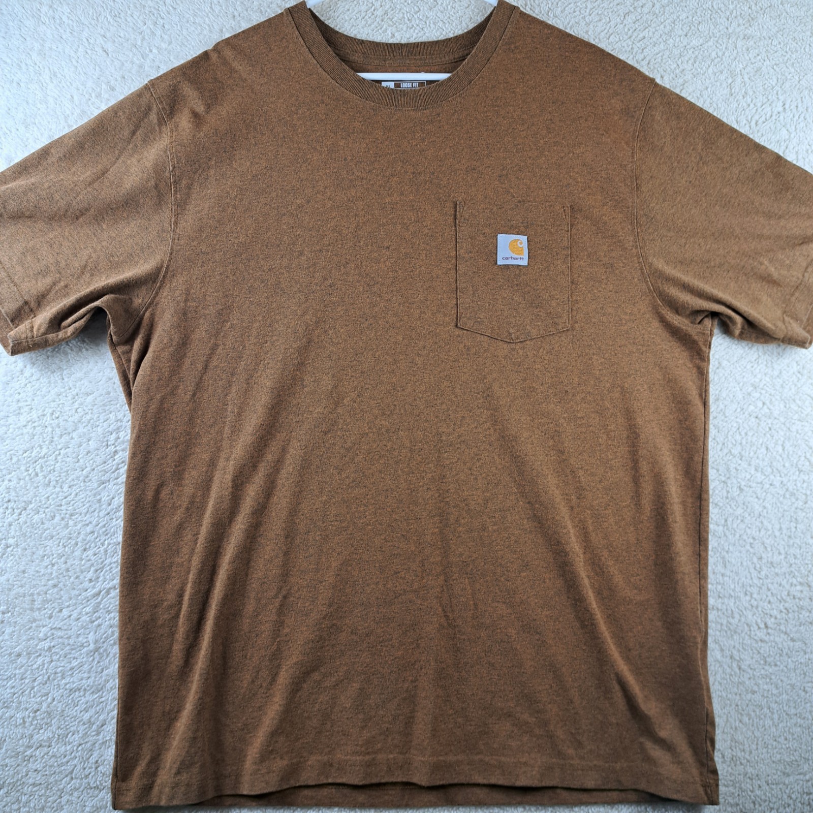 Carhartt Shirt Mens Size XLarge Brown Loose Fit Short Sleeve Casual Work TShirt