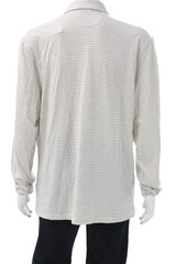 Faherty Mens Polo Shirt White Nylon Long Sleeve Collared Button Size XL