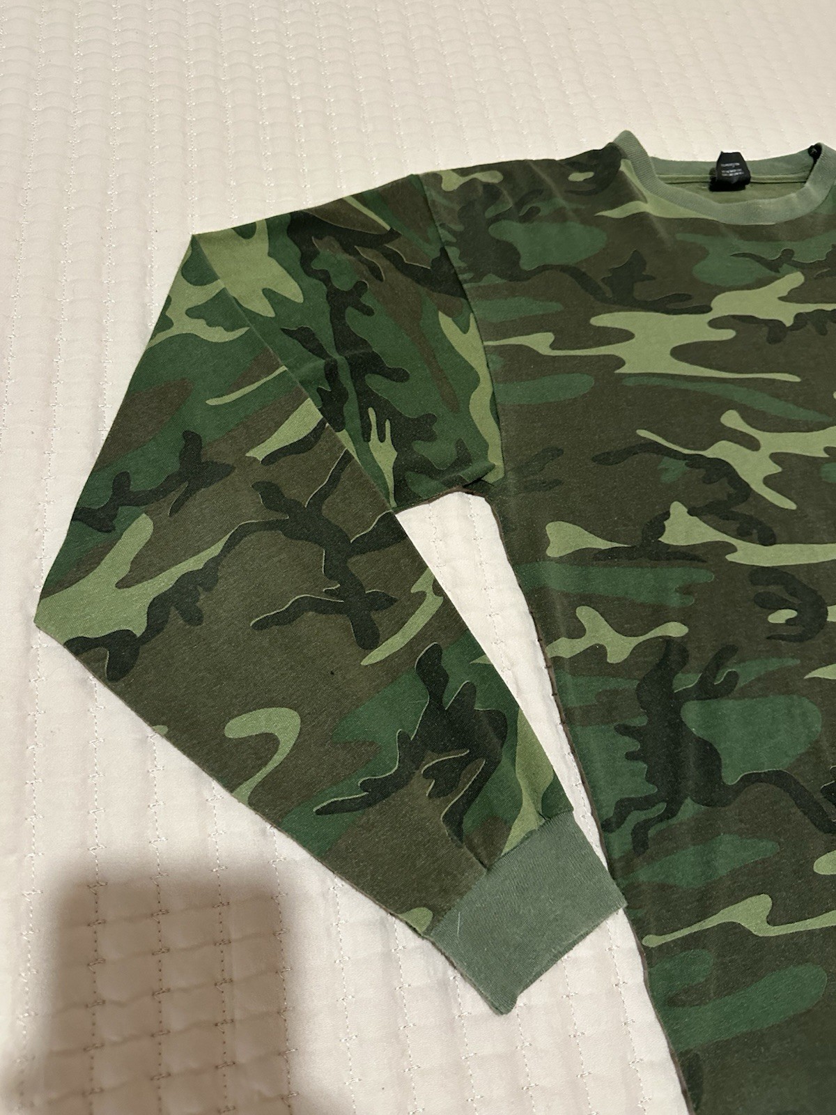 Vtg Ace Sportswear Shirt Woodland Camo Pocket Single Stitch USA Made 90s Large gallery