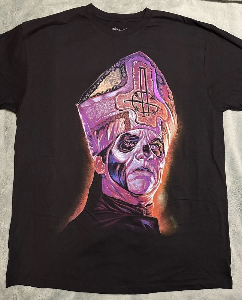 Ghost Papa Emeritus IV Portrait Graphic Black T-Shirt, Size XL