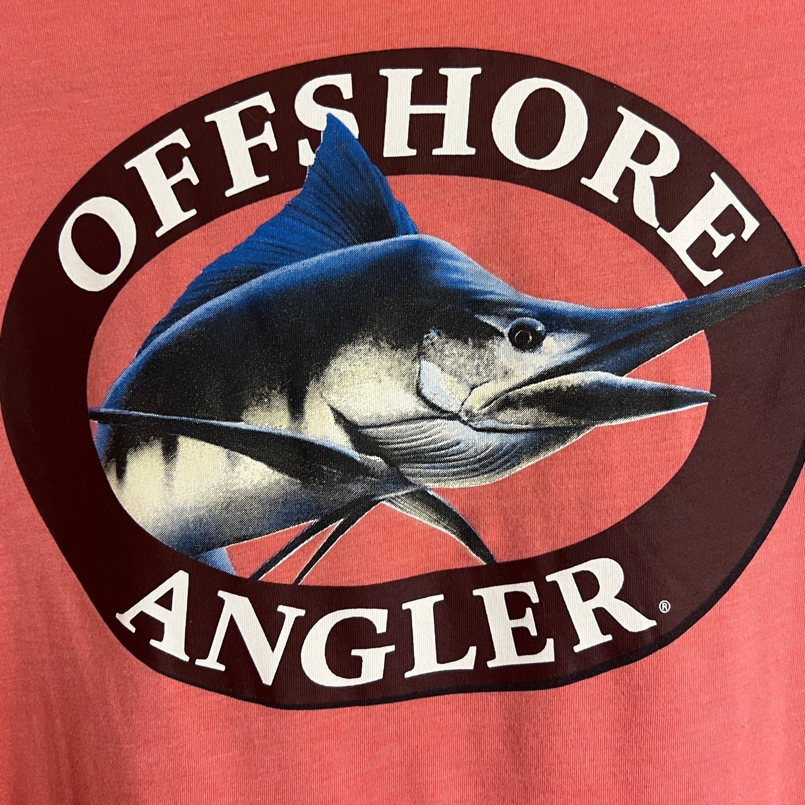 Offshore Angler Graphic T Shirt Size XL Front Pocket Pink Saltwater Fishing gallery