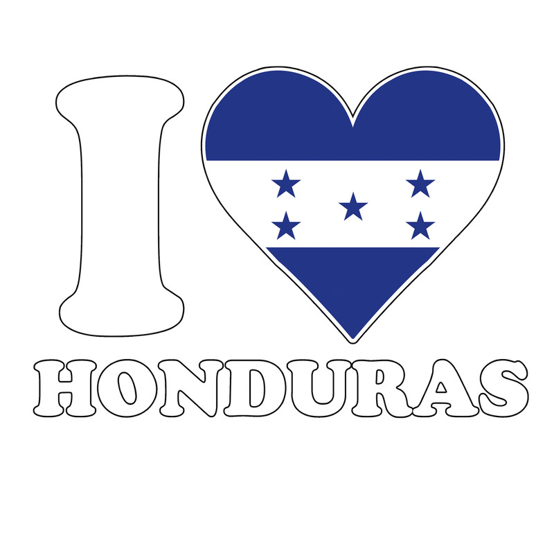 I LOVE HONDURAS 7X9in SELF IRON ON HEAT TRANSFER PERSONALIZE FOR T SHIRT LOT