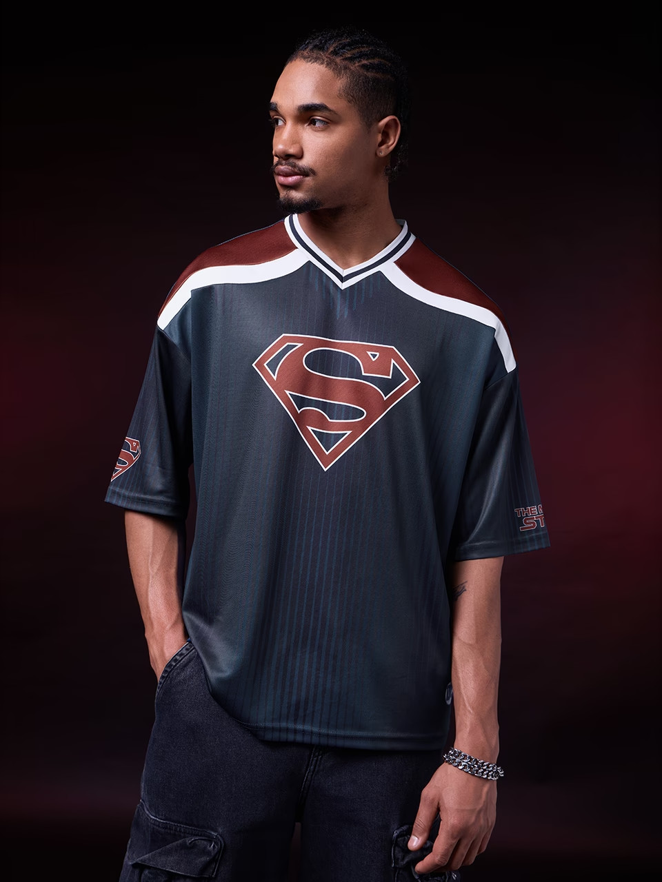 DC Superman Man Of Steel Oversized Jersey Premium Dot Knit Fabric T-Shirt 2026 gallery