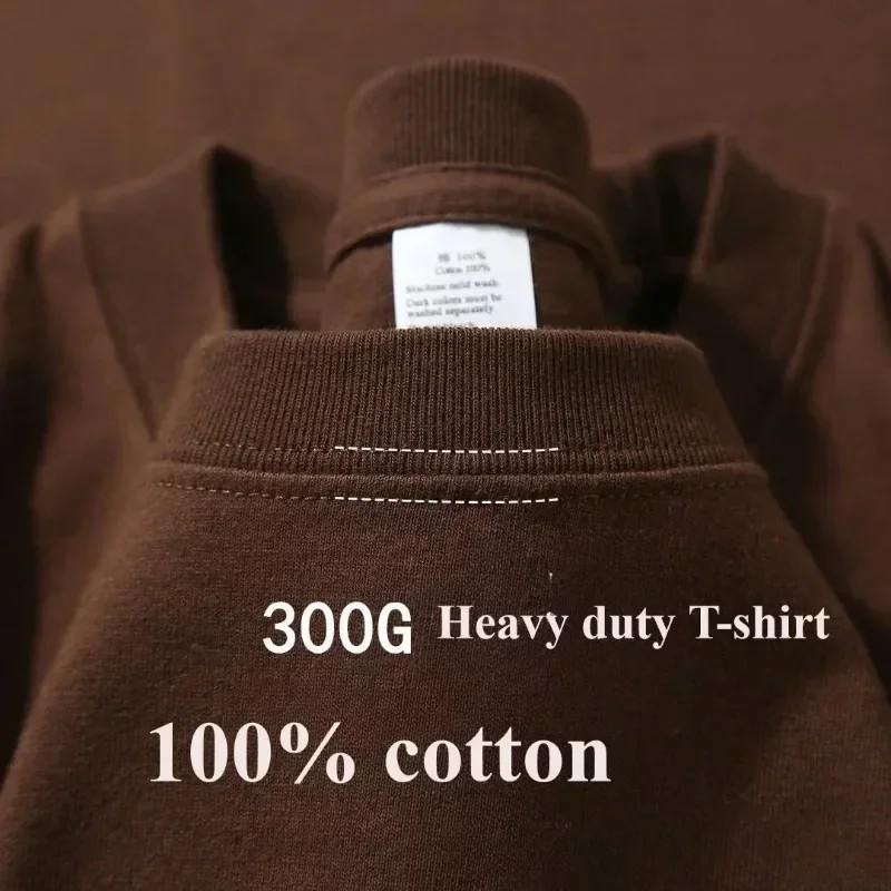 Men's Heavy Duty 300g American Pure Cotton T-Shirt Oversized Casual Short Sleeve gallery