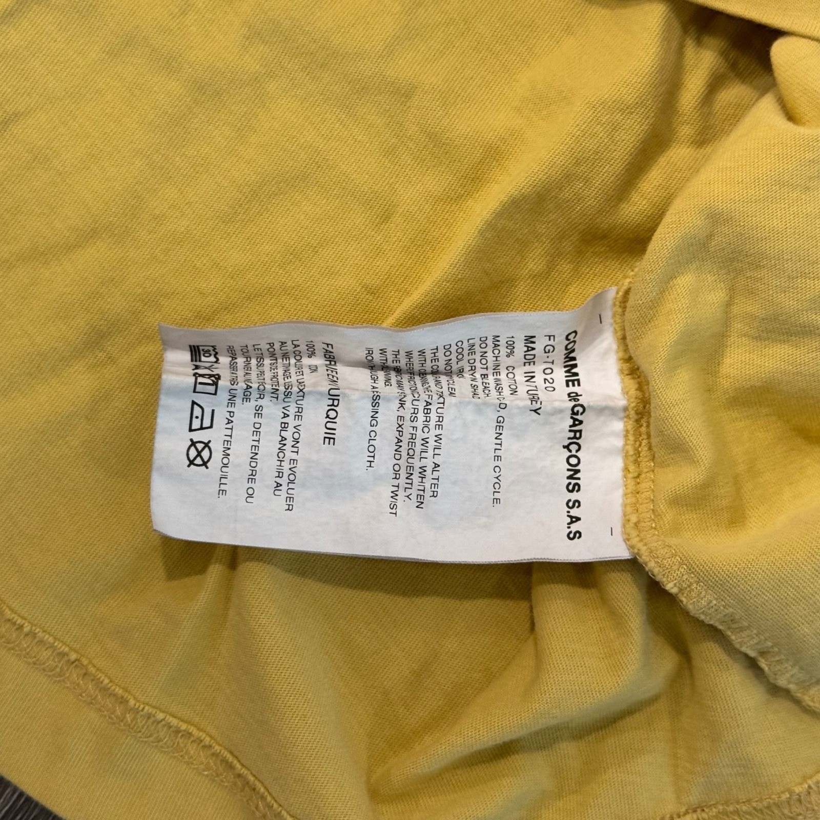 Comme des Garcons T-Shirt Men M Yellow SHIRT Logo Crew Neck Cotton Turkey gallery